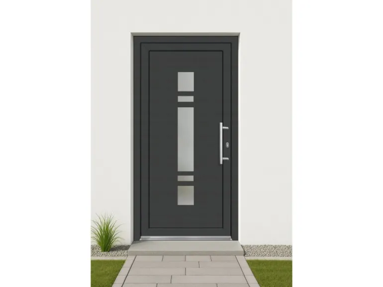 Premium Kunststoff-Haustür SMK 017 Anthrazit-Weiß 110 cm x 210 cm DIN R