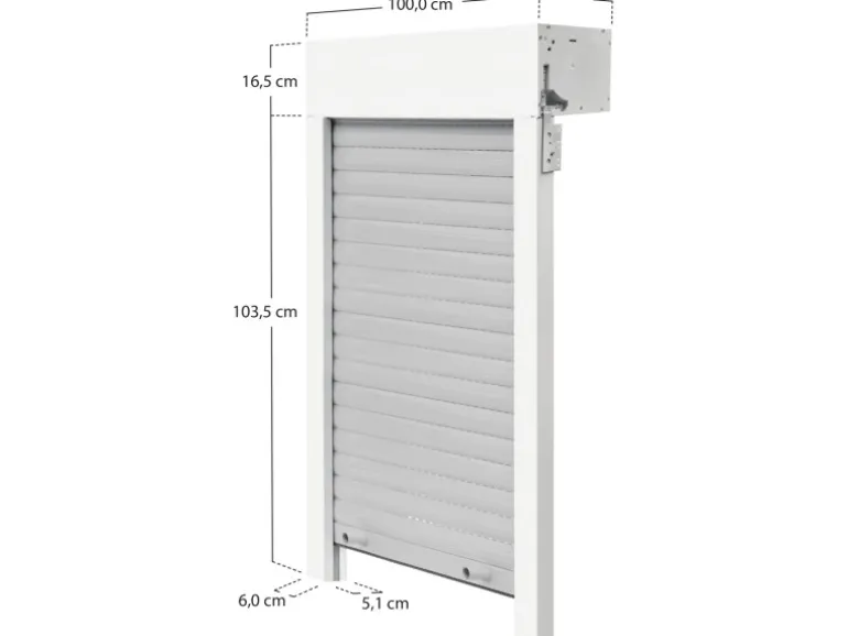 Schellenberg Aufsatzrolladen-Set für Fenster 100 cm x 120 cm Weiß/Grau