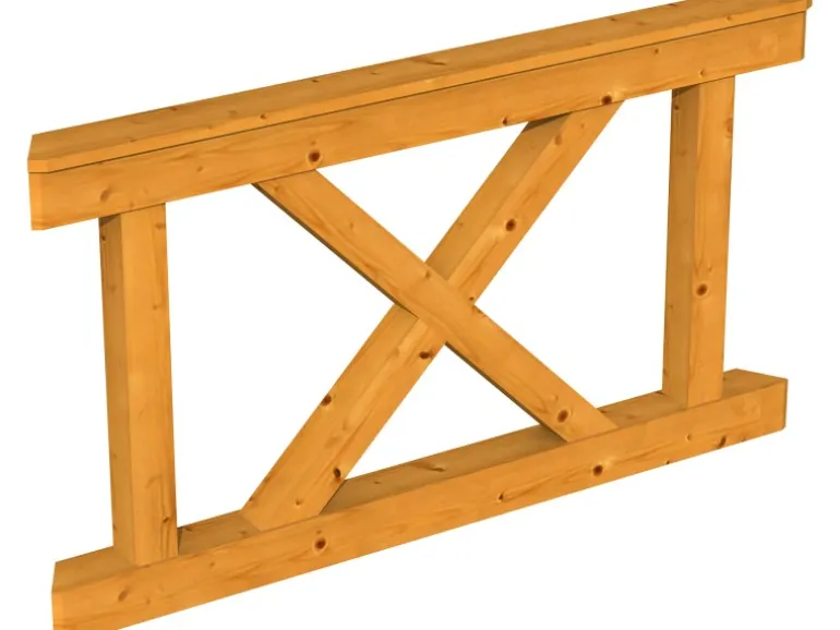 Skan Holz Brüstung Andreaskreuz 150 x 84 cm Fichte Eiche hell