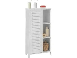 SoBuy Badkommode Hochschrank mit Lamellentür Kommode Badezimmerschrank BZR39-W