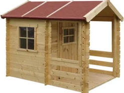 Timbela Kinderspielhaus Holz M501A 1,1 m² mit Boden Holzfenster mit Plexiglas