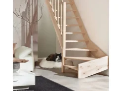 Treppen Intercon Holztreppe Casablanca Raumspartreppe Fichte Naturbelassen Linksgewendelt 60 cm Treppenbreite Einseitiges GelÀnder Ohne Setzstufen