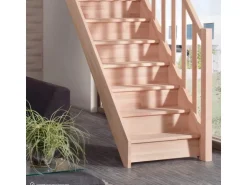 Treppen Intercon Holztreppe Casablanca Raumspartreppe Buche Massiv Naturbelassen Gerade Mit 60 cm Treppenbreite Einseitiges Geländer Mit Setzstufen
