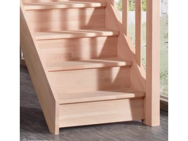 Treppen Intercon Holztreppe Casablanca Raumspartreppe Buche Massiv Naturbelassen Gerade Mit 60 cm Treppenbreite Einseitiges Geländer Mit Setzstufen