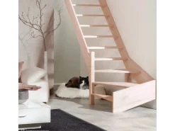 Treppen Intercon Holztreppe Casablanca Raumspartreppe Buche Massiv Naturbelassen Linksgewendelt Mit 80 cm Treppenbreite Ohne Geländer Ohne Setzstufen