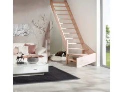 Treppen Intercon Holztreppe Casablanca Raumspartreppe Buche Massiv Naturbelassen Linksgewendelt Mit 80 cm Treppenbreite Ohne Geländer Ohne Setzstufen