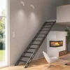 Treppen Intercon Raumspartreppe Onyx Stahlwangentreppe Lava-Anthrazit mit Stufenbreite 50 cm Buche Anthrazit Ohne Geländer 12 Stufen