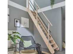 Treppen Intercon Raumspartreppe Living für 245 - 285 cm Geschosshöhe Holztreppe Fichte Einseitiges Geländer