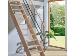 Treppen Intercon Raumspartreppe Living für 245 - 285 cm Geschosshöhe Holztreppe Fichte Einseitiges Geländer