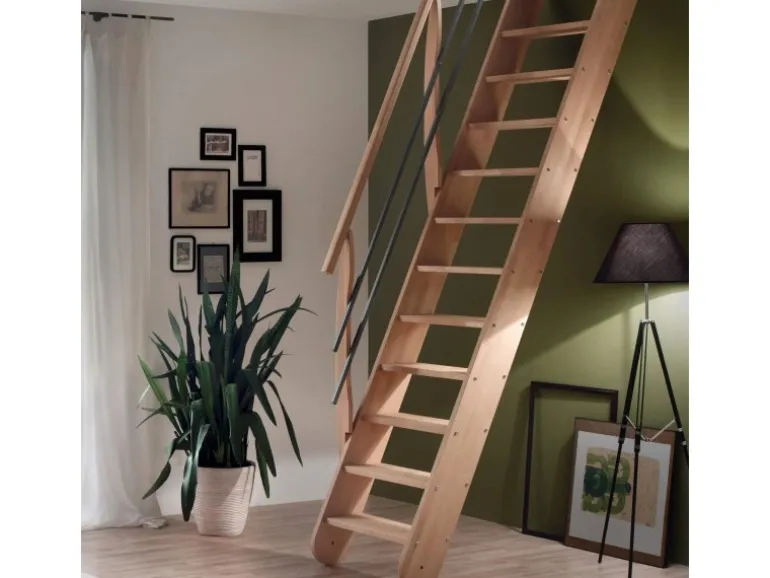 Treppen Intercon Raumspartreppe Living für 245 - 285 cm Geschosshöhe Holztreppe Buche Beidseitiges Geländer