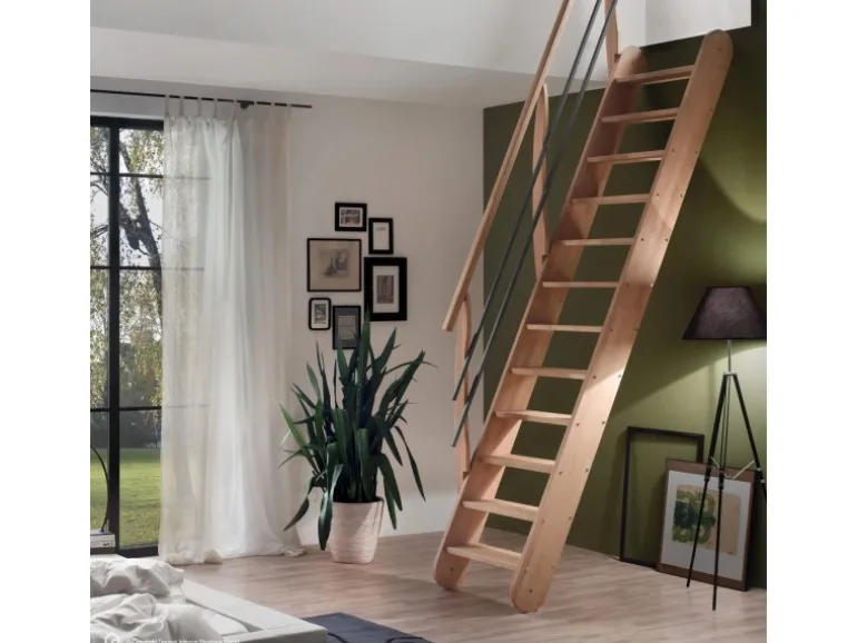 Treppen Intercon Raumspartreppe Living für 245 - 285 cm Geschosshöhe Holztreppe Buche Beidseitiges Geländer