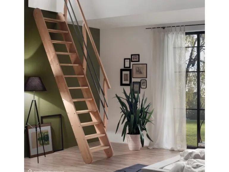 Treppen Intercon Raumspartreppe Living für 245 - 285 cm Geschosshöhe Holztreppe Buche Beidseitiges Geländer