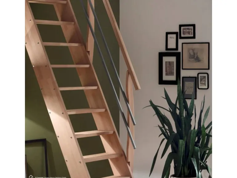 Treppen Intercon Raumspartreppe Living für 245 - 285 cm Geschosshöhe Holztreppe Buche Beidseitiges Geländer