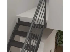 Treppen Intercon Raumspartreppe Onyx Stahlwangentreppe Lava-Anthrazit mit Stufenbreite 70 cm Buche Anthrazit Beidseitiges Geländer 12 Stufen