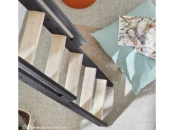 Treppen Intercon Raumspartreppe Vario 6 Stufen bis max. 152 cm Buche Stufen Metallfarbe Lava-Anthrazit