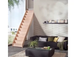 Treppen Intercon Holztreppe Casablanca Raumspartreppe Buche Massiv Naturbelassen Gerade Mit 80 cm Treppenbreite Ohne Geländer Mit Setzstufen