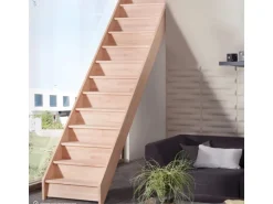 Treppen Intercon Holztreppe Casablanca Raumspartreppe Buche Massiv Naturbelassen Gerade Mit 60 cm Treppenbreite Ohne Geländer Mit Setzstufen