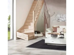 Treppen Intercon Holztreppe Casablanca Raumspartreppe Fichte Naturbelassen Rechtsgewendelt 60 cm Treppenbreite Einseitiges Geländer Mit Setzstufen