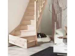 Treppen Intercon Holztreppe Casablanca Raumspartreppe Fichte Naturbelassen Rechtsgewendelt 80 cm Treppenbreite Einseitiges GelÀnder Mit Setzstufen