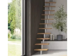 Treppen Intercon Raumspartreppe Delta Premium Mittelholmtreppe 12 Stufen Buche Natur Metallfarbe Italo-Silber Ohne GelÀnder