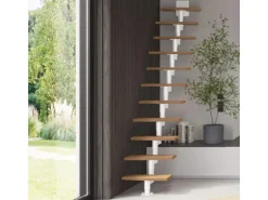 Treppen Intercon Raumspartreppe Delta Premium Mittelholmtreppe 13 Stufen Buche Natur Metallfarbe Polar-Weià Ohne GelÀnder