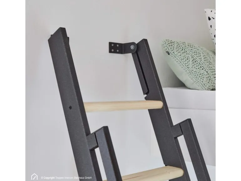 Treppen Intercon Raumspartreppe Vario 10 Stufen bis max. 243 cm Fichte Stufen Metallfarbe Lava-Anthrazit