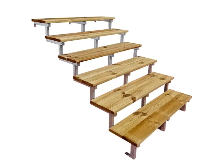 Vinuovo Außentreppe Stahl Oslo 6 Treppenstufen Holz 140cm