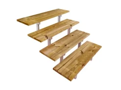 Vinuovo Außentreppe Stahl Oslo 7 Treppenstufen Holz 100cm