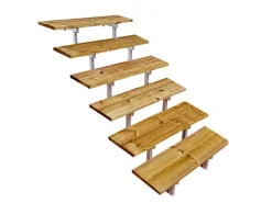 Vinuovo Außentreppe Stahl Oslo 6 Treppenstufen Holz 80cm