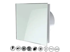 VLANO Badlüfter EOS 100 WH mit Echtglasfront, Rückschlagklappe