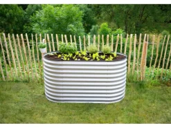 Westmann Hochbeet Oval Metall Silber 160 cm x 80 cm x 82 cm