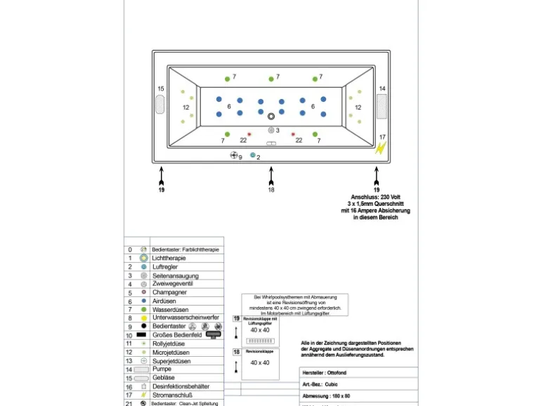Whirlpool-Komplettsystem Cubic 180 cm x 80 cm