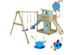 Wickey Spielturm Smart Camp Klettergerüst mit Rutsche Pastellblau
